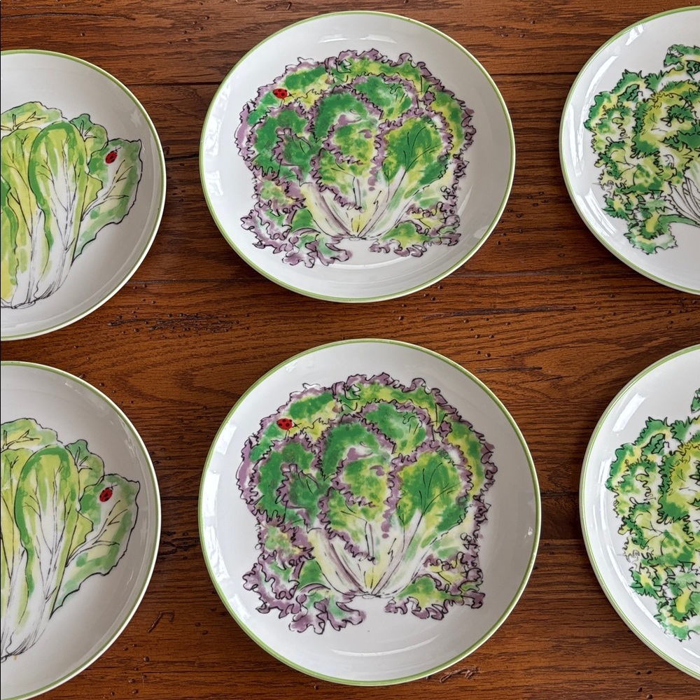 Laitue Taste Setter by Sigma 7.5” Lettuce Salad Plates Ladybug 321 Set of 6 VTG - Picture 11 of 13